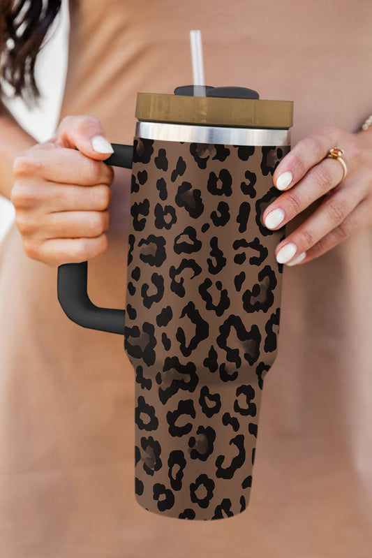 Coffee Leopard Print Tumbler Cup