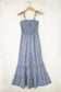 Dusk Blue Floral Print Spaghetti Straps Smocked Wide Leg Jumpsuit
