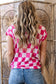 Rose Checkered Pattern Cap Sleeve Knitted Top