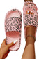 Pink Leopard Thick Sole Flat Slides Shoes