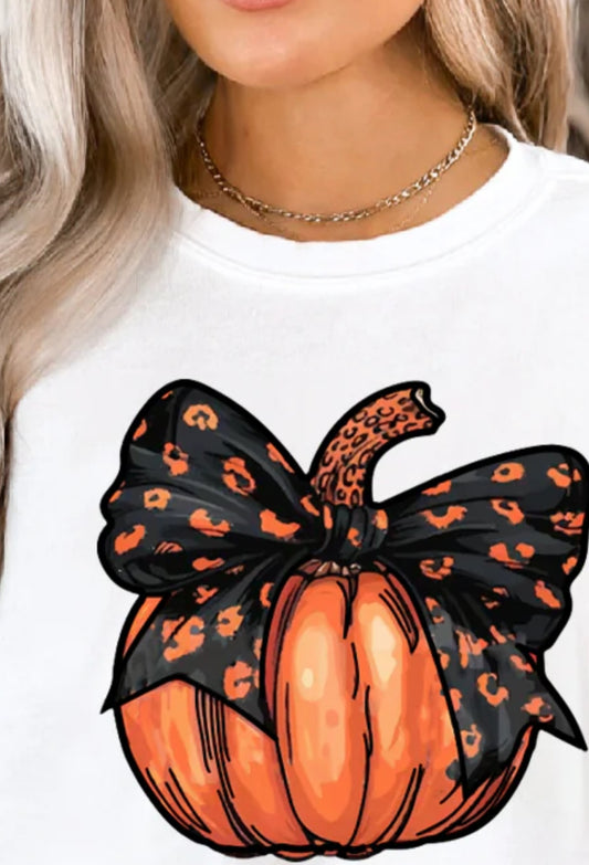 BOW ORANGE PUMPKIN (SCREEN PRINT TRANSFER)