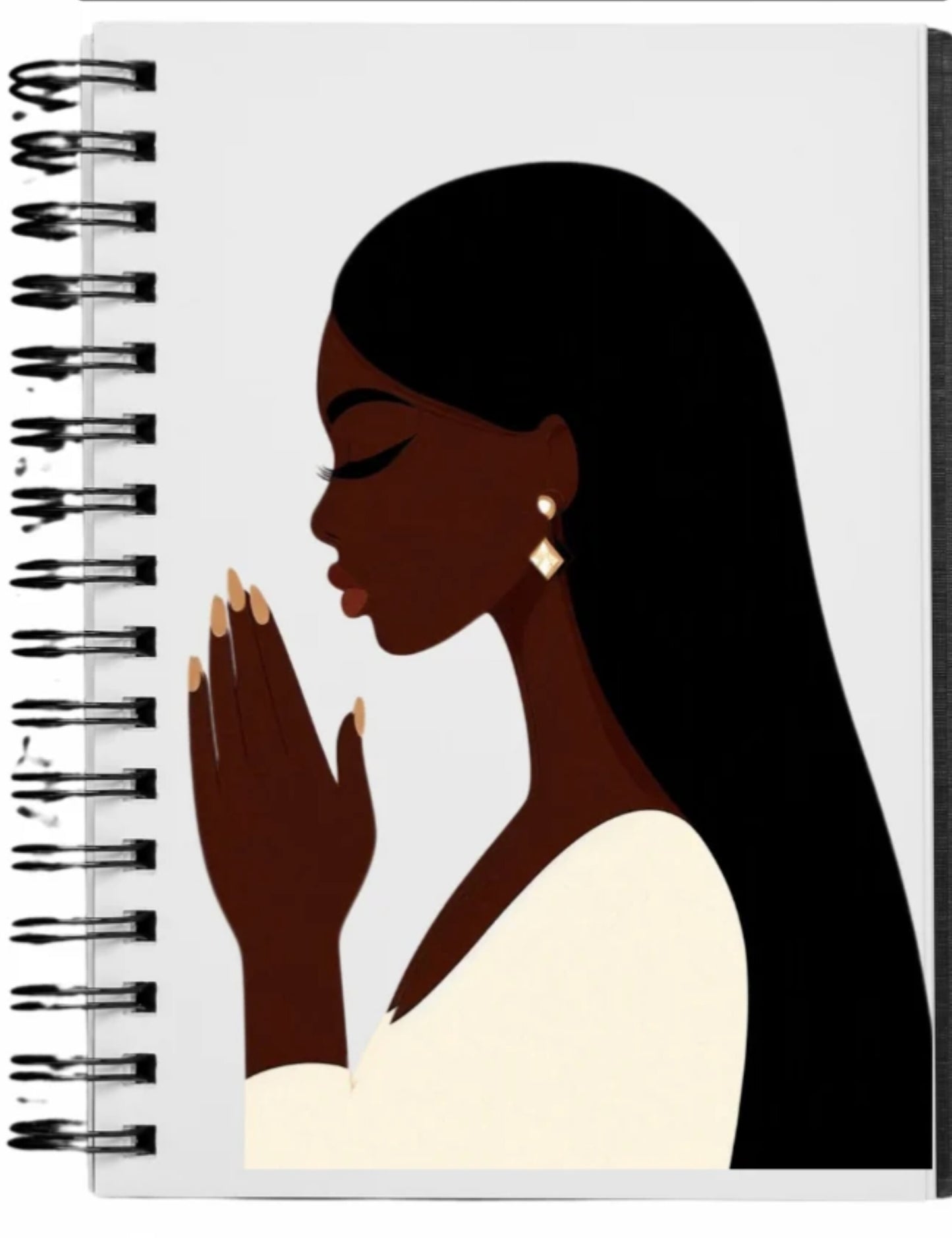 UV DTF NOTEBOOK DECAL JOURNAL (CHOCOLATE PRAYING MAMA) W/RHINESTONE PEN