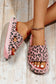 Pink Leopard Thick Sole Flat Slides Shoes