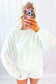 Light Grey Bow Embroidery Long Sleeve Pullover and High Waist Shorts Set